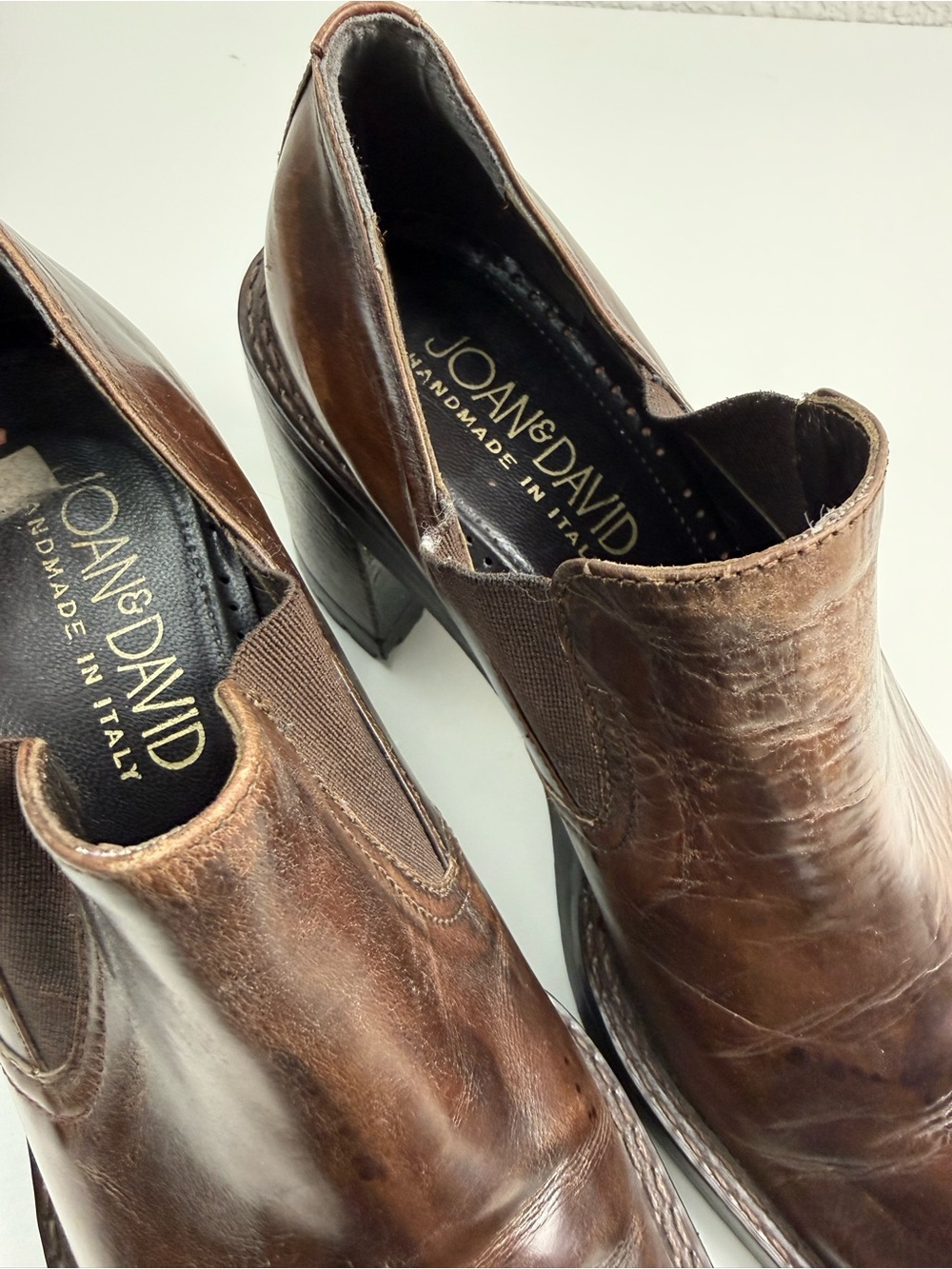 Joan & David | Handmade in Italy | Leather Slip-On Heels | Brown | EU 38 - Picture 6 of 10